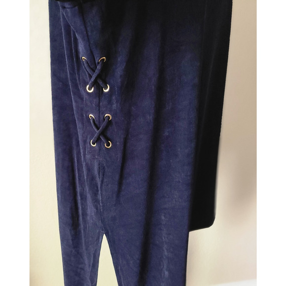 Chicos Travelers Womens Asymmetrical Tunic‎ Top Sz 3 / XL  Blue Jersey Knit Gold - Picture 4 of 10